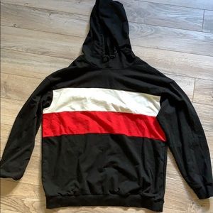 Black with White and Red Striped Sweatshirt